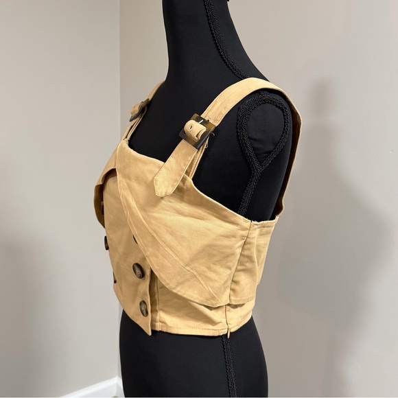 Anthropologie Eva Franco Trench Buttoned Blouse with Straps NWT - Picture 7 of 11